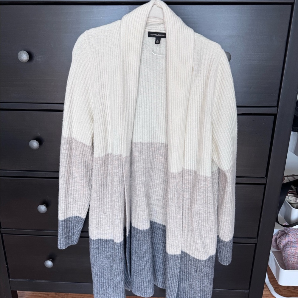 Colorblock Open Front Cardigan